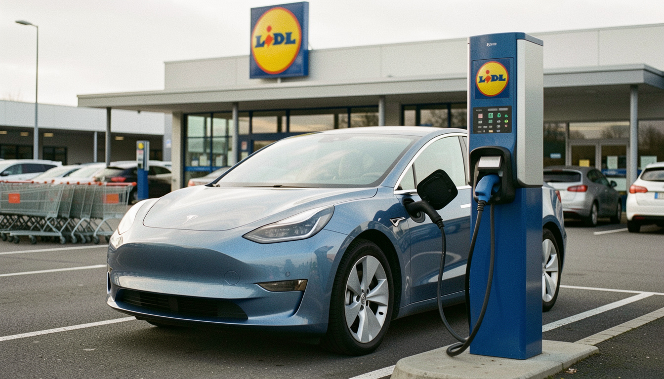 Recharger sa voiture électrique sur un parking Lidl